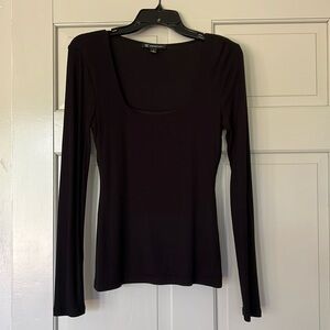 INC black knit ribbed shirt with square neck